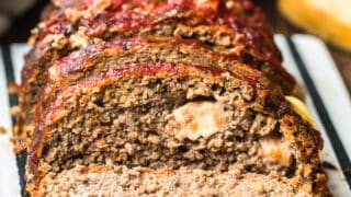 Mozzarella Stuffed Italian Meatloaf 
