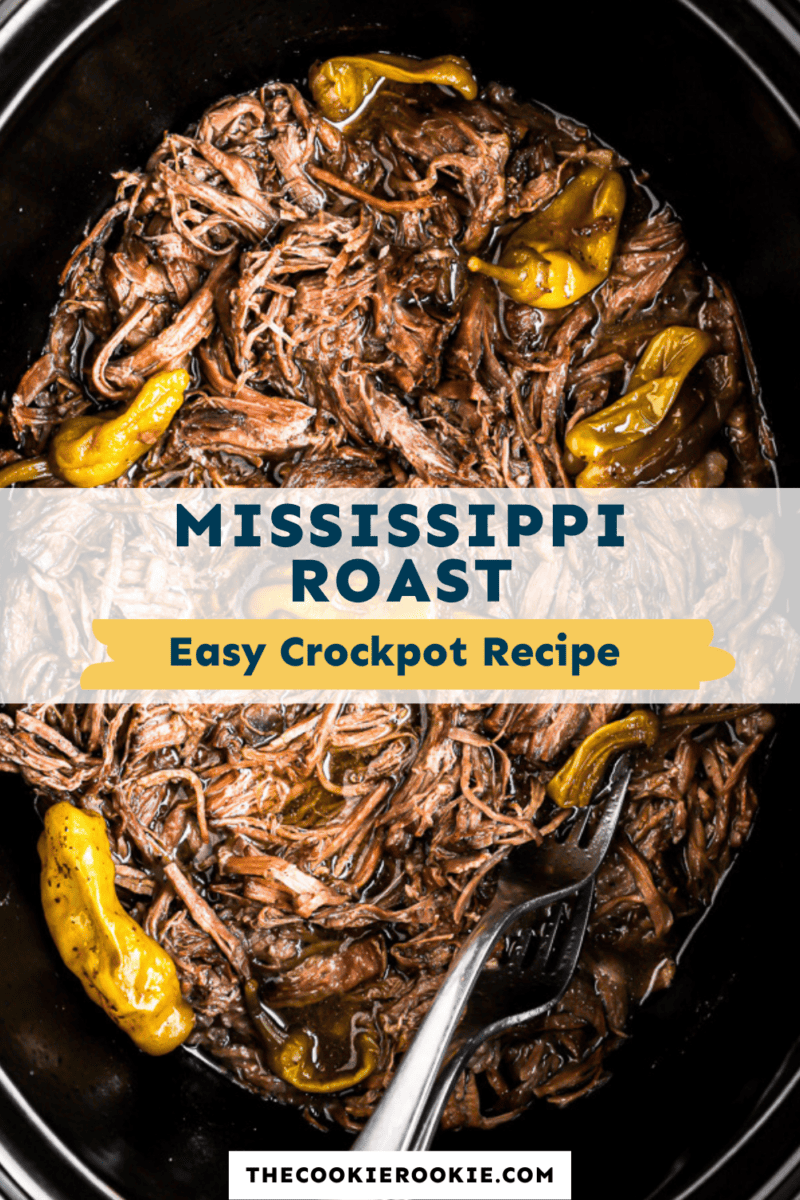 Easy crockpot recipe for Mississippi pot roast.