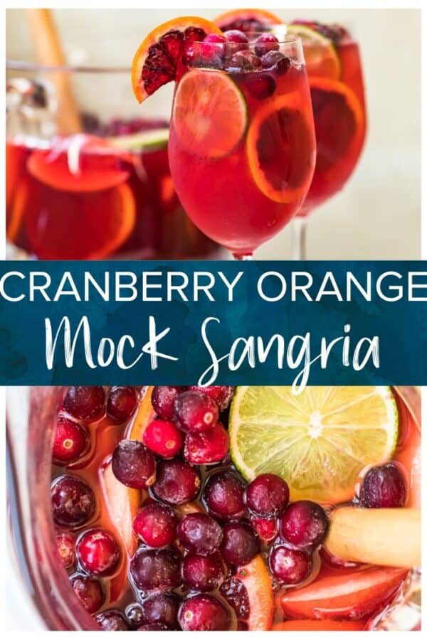 Non-alcoholic cranberry orange mock sangria.