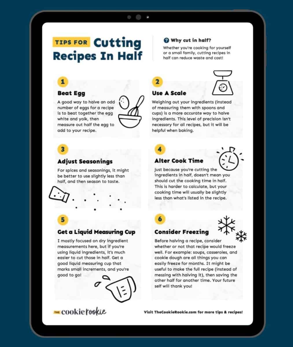 Measurements  Making half a recipe, Half and half recipes, Cooking tips