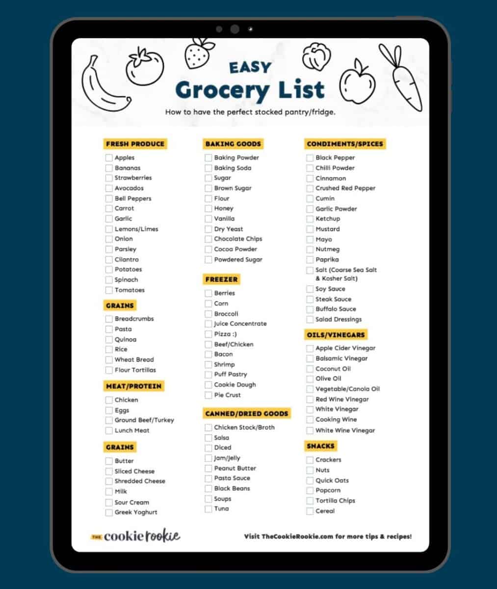 grocery list iPad image