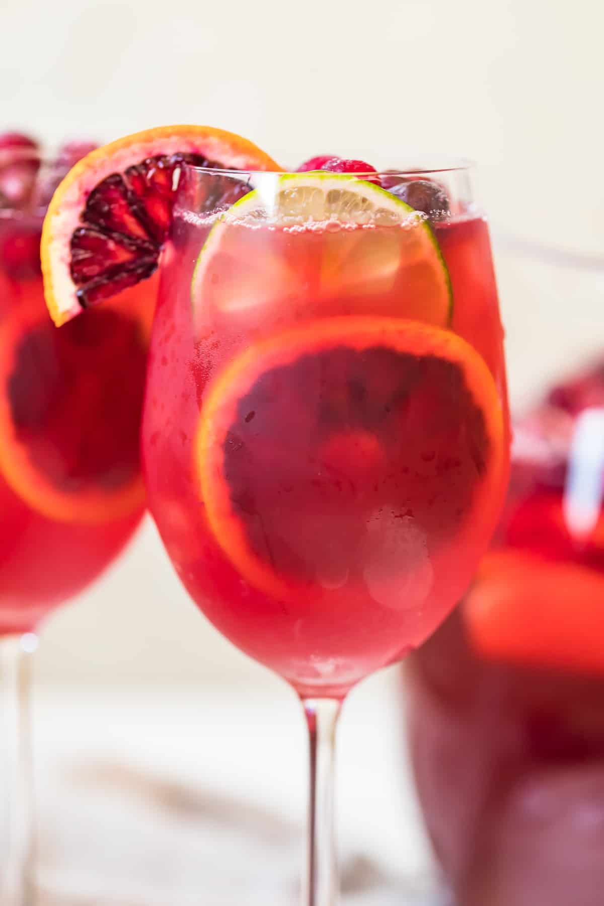 A non alcoholic sangria served in a glass