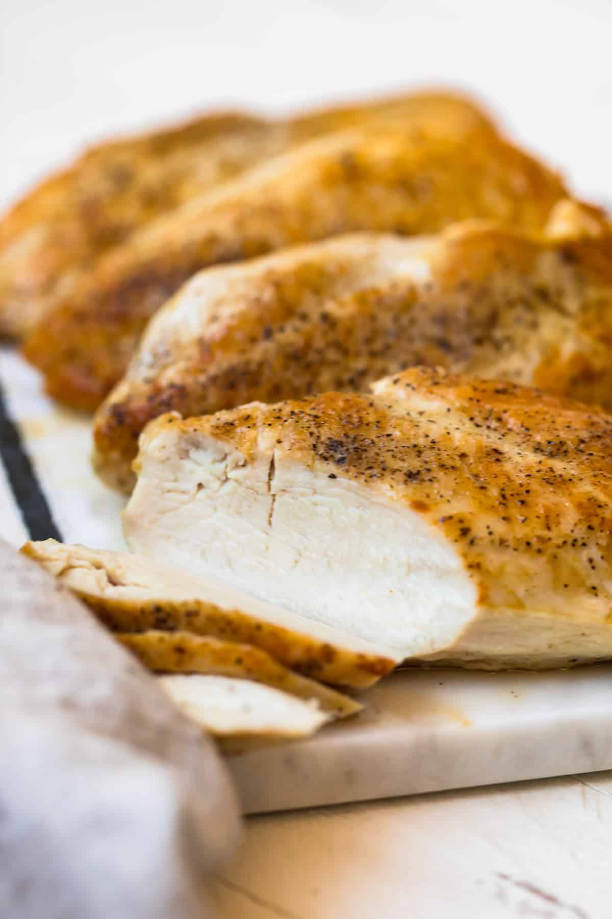 The inside of the Pan seared chicken breasts