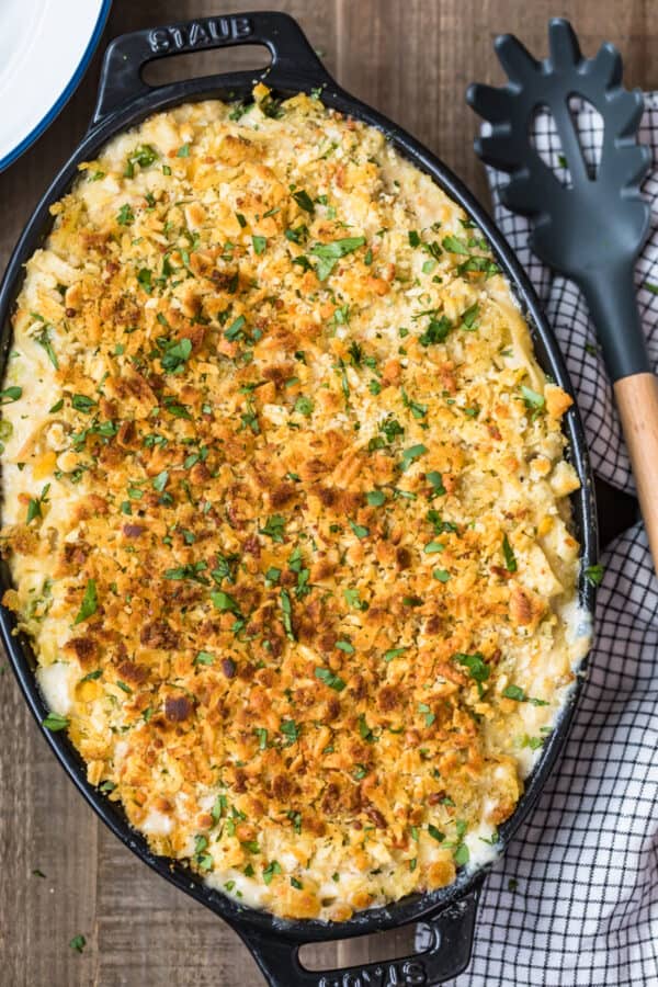 The baked Tuna Noodle Casserole ready to serve