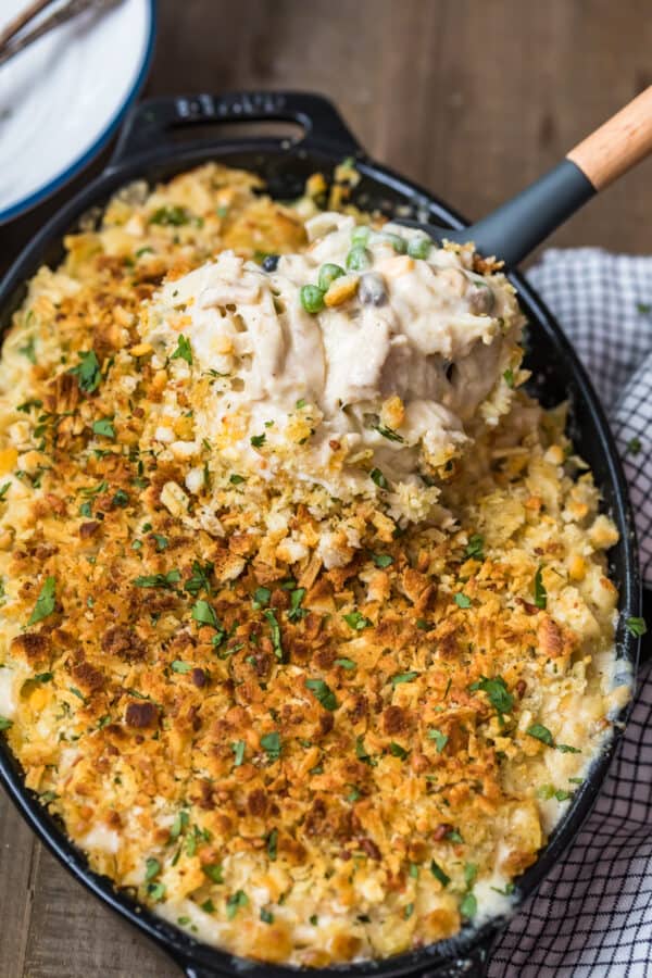 Serving the casserole from the baking dish