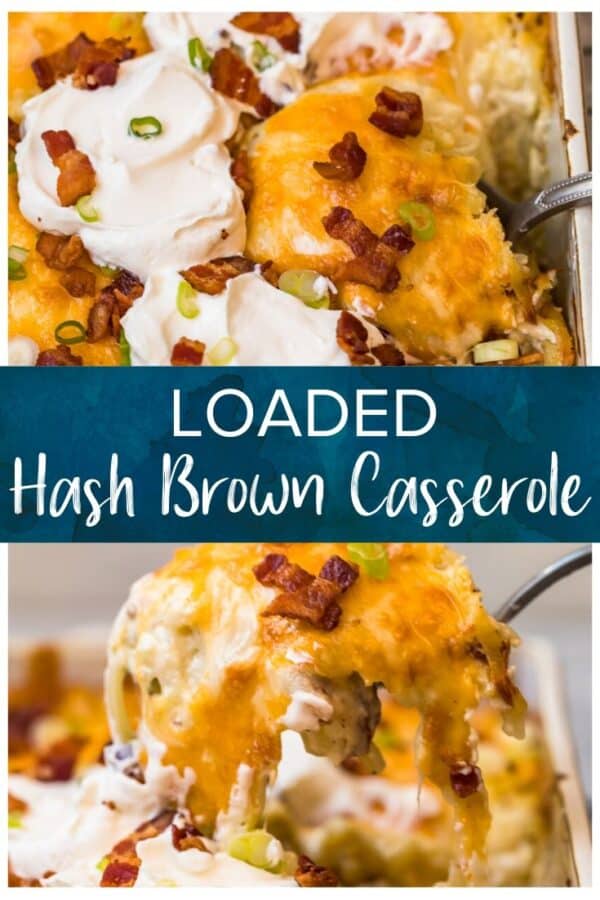 Loaded hash brown casserole with potato.