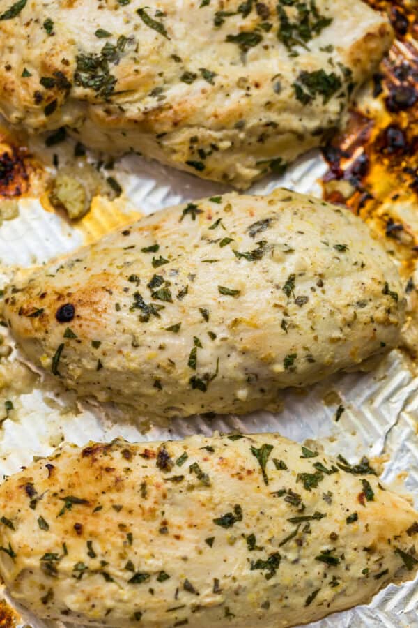 side shot of chicken