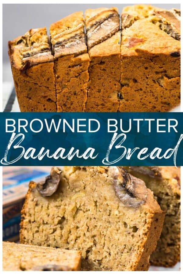 browned butter banana bread pinterest collage