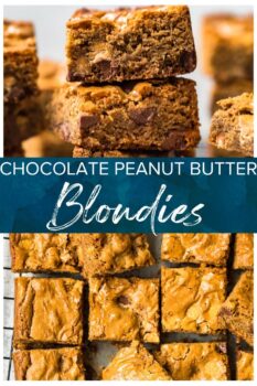 chocolate peanut butter blondies pinterest collage