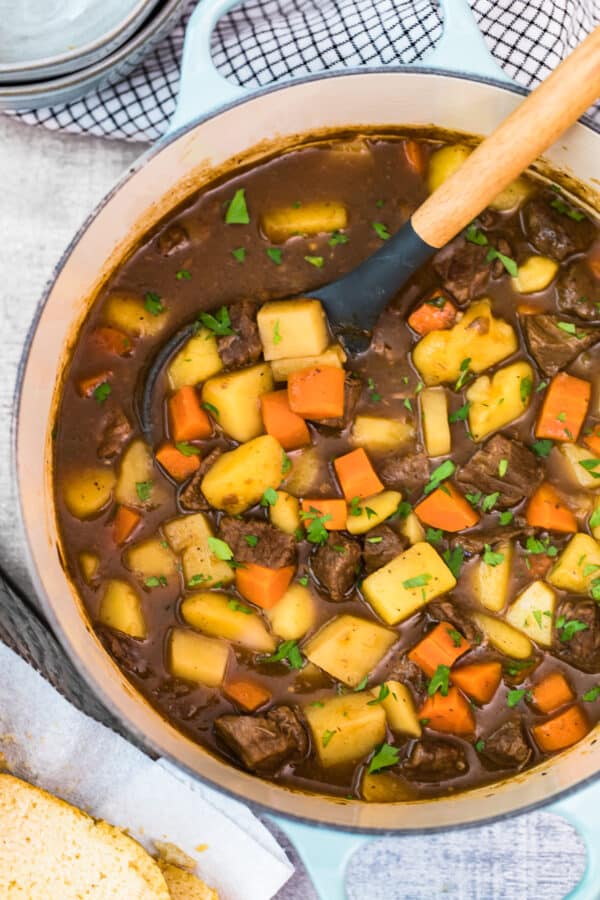 dutch oven with beef stew