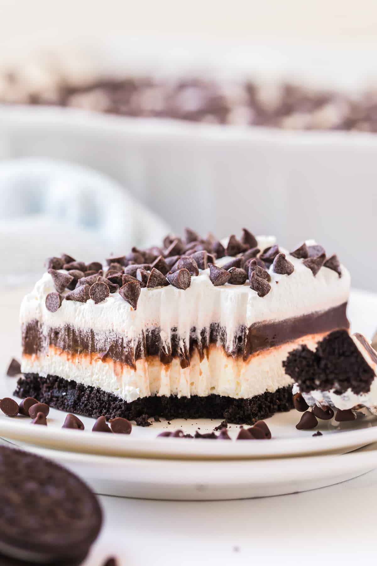 bite out of chocolate lasagna