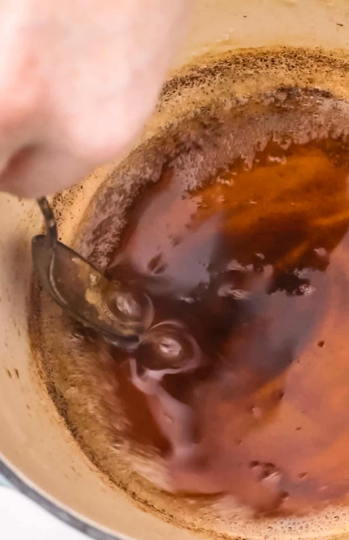 stirring browned butter