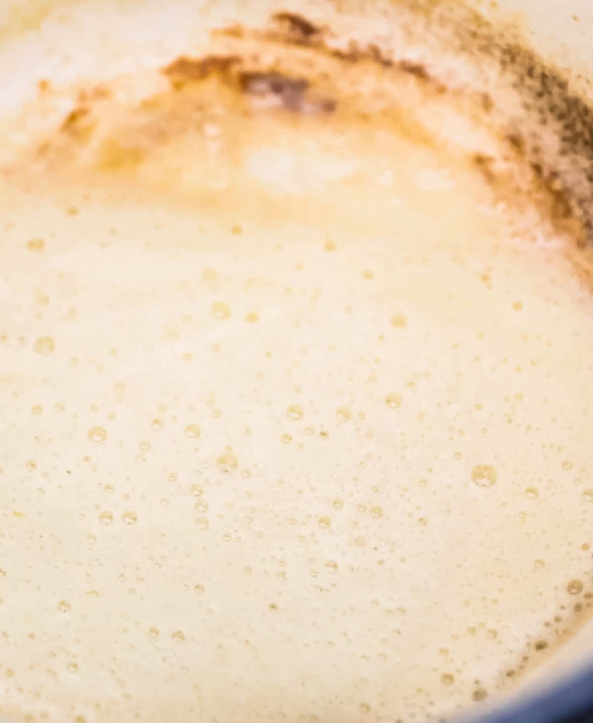 frothed butter in saucepan