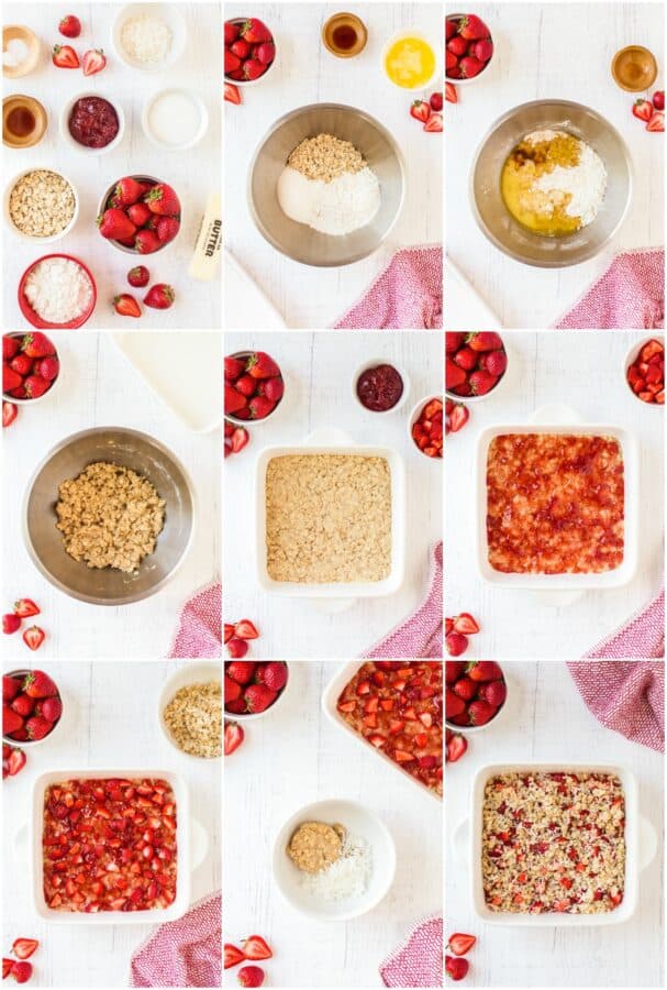 step by step photos of how to make strawberry oatmeal bars