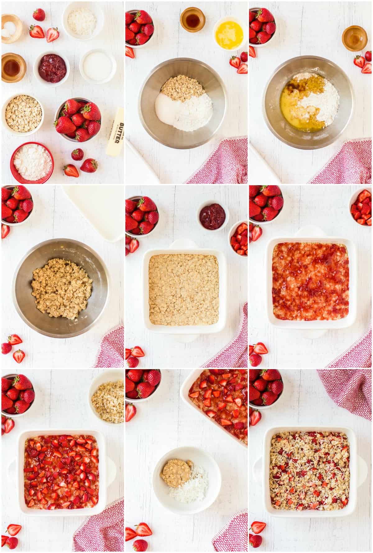 step by step photos of how to make strawberry oatmeal bars