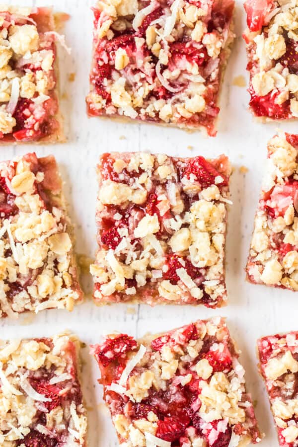 overhead image of strawberry oatmeal bars