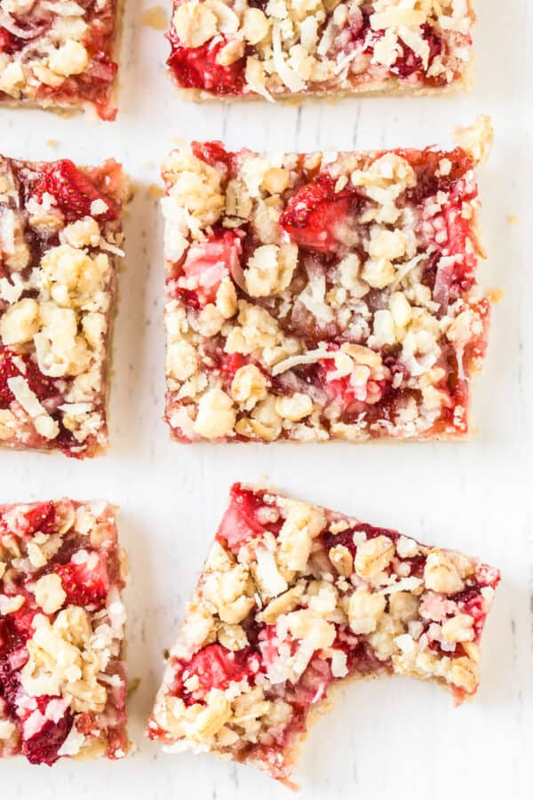 overhead image of strawberry oatmeal bars