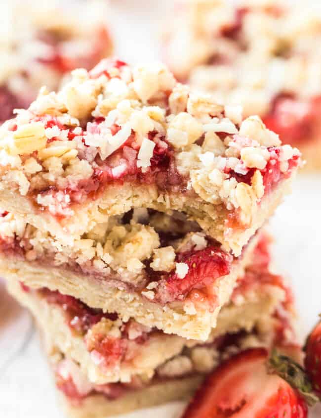 stacked strawberry oatmeal bars