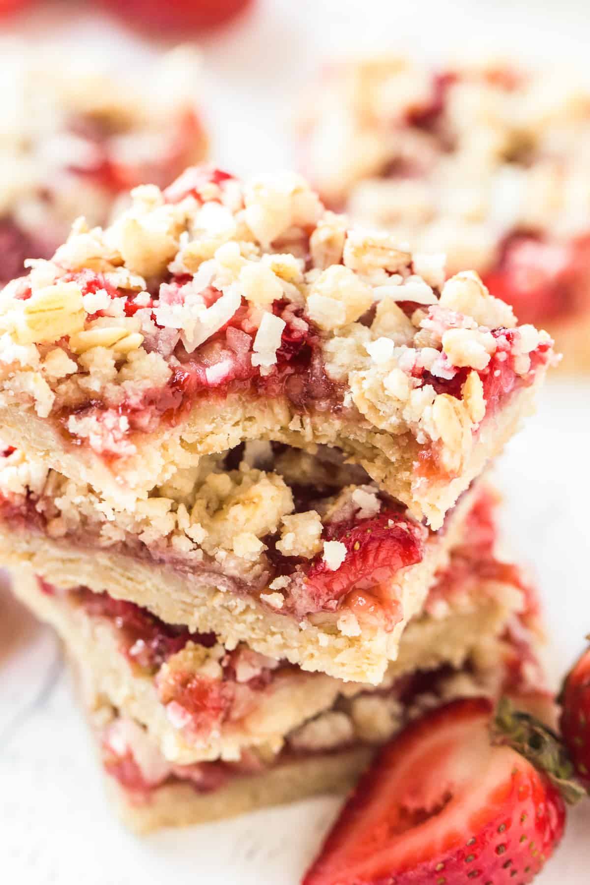 stacked strawberry oatmeal bars