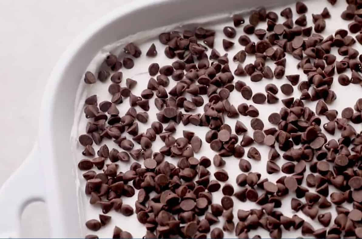 finished chocolate lasagna with topping
