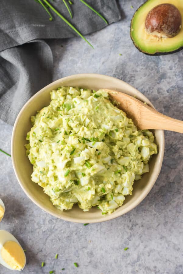 bowl of avocado egg salad