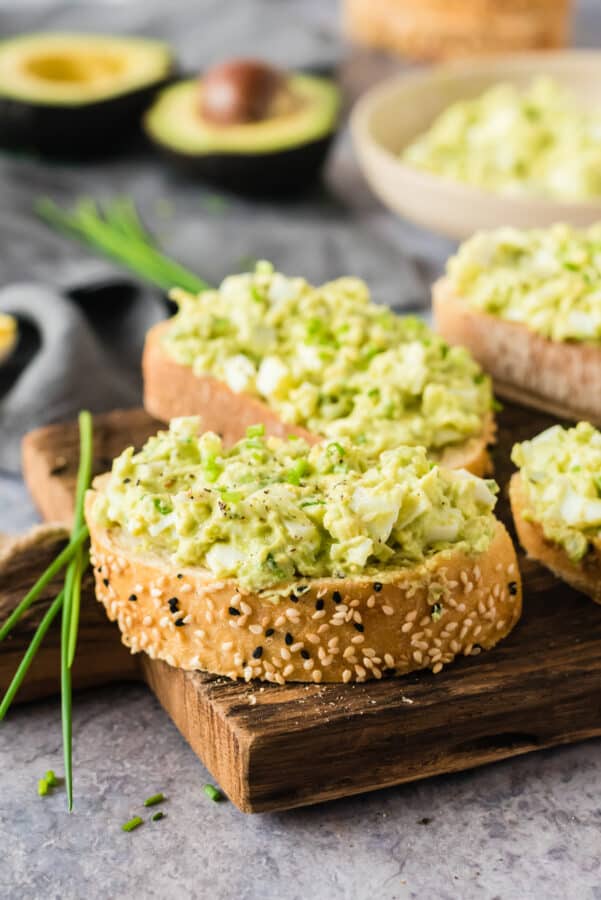 avocado egg salad spread on toast