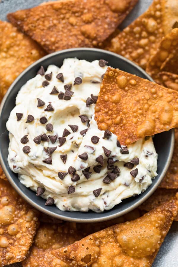 Chocolate Chip Cannoli Dip with Wonton Chips Recipe - 47