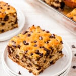 chocolate chip banana bar on plate