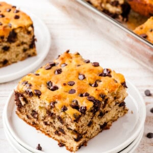 chocolate chip banana bar on plate