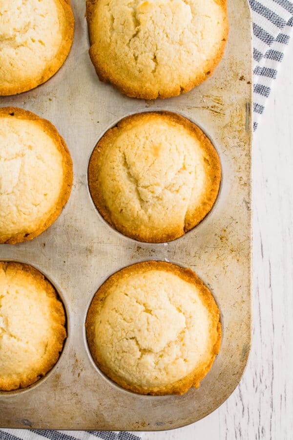 cornbread muffins in baking pan