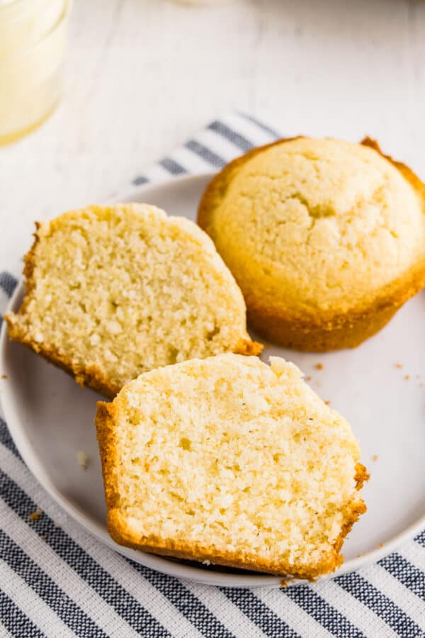 cornbread muffin cut in half