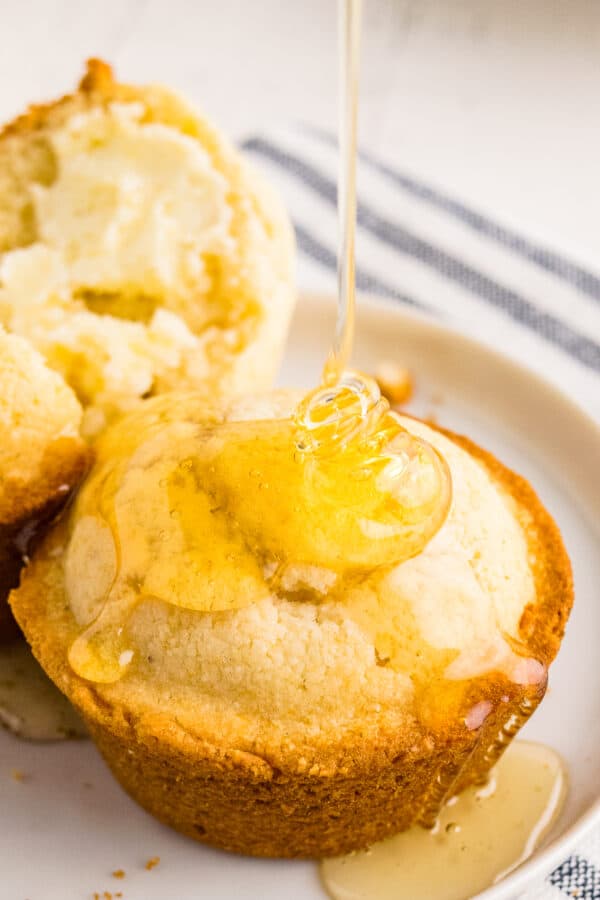 cornbread muffin with honey