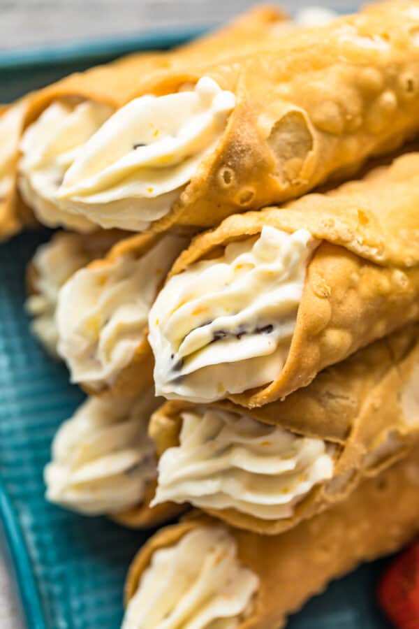 up close image of cannoli cream with orange, ginger, and chocolate chips