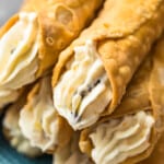 up close image of cannoli cream with orange, ginger, and chocolate chips
