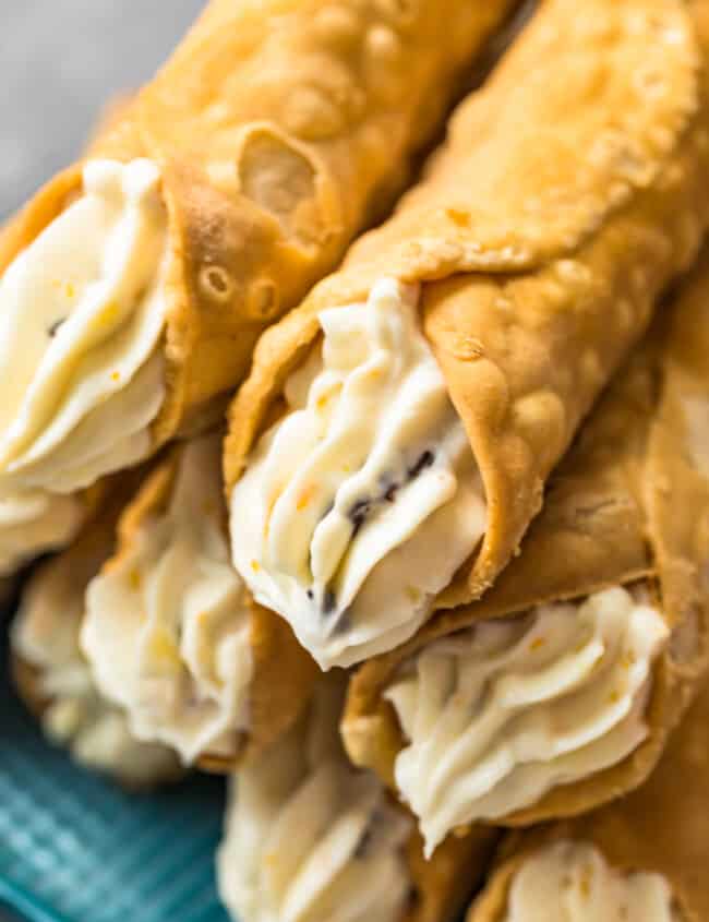 up close image of cannoli cream with orange, ginger, and chocolate chips