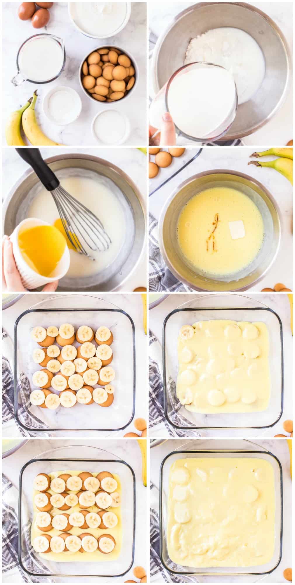 step by step photos of how to make banana pudding