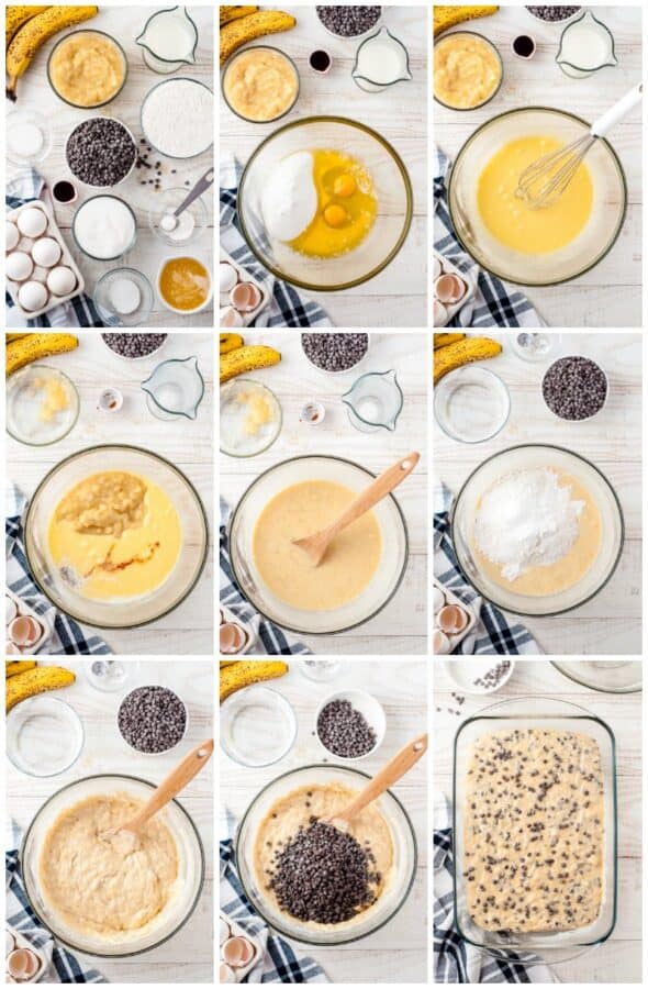 step by step photos of how to make chocolate chip banana bars