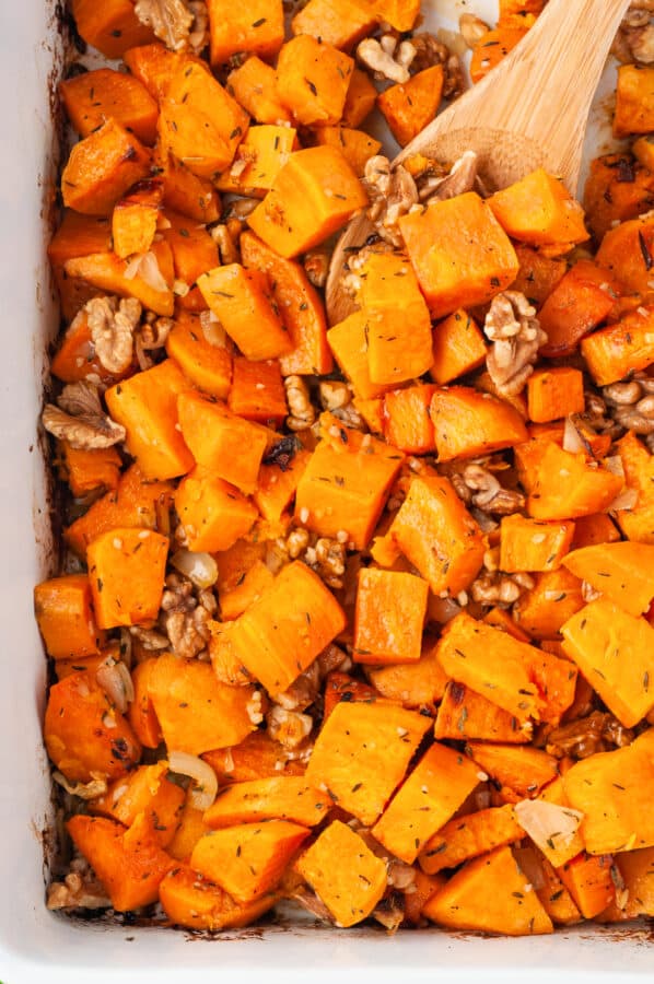 up close image of roasted sweet potatoes