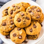 plate of pumpkin chocolate chip cookies