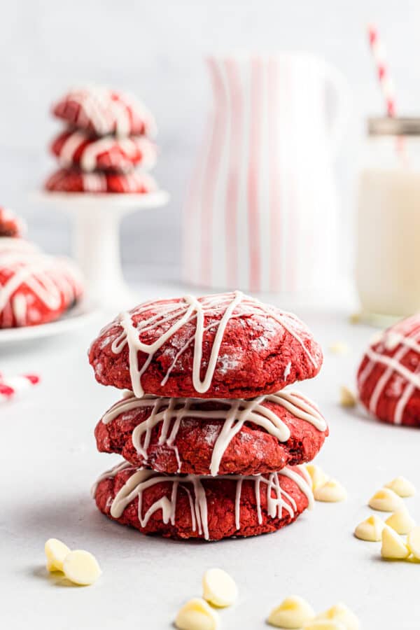 stacked red velvet cookies