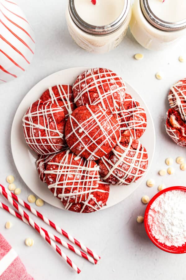 platter with stuffed red velvet cookies