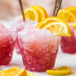 summer wine slush in glasses with fruit