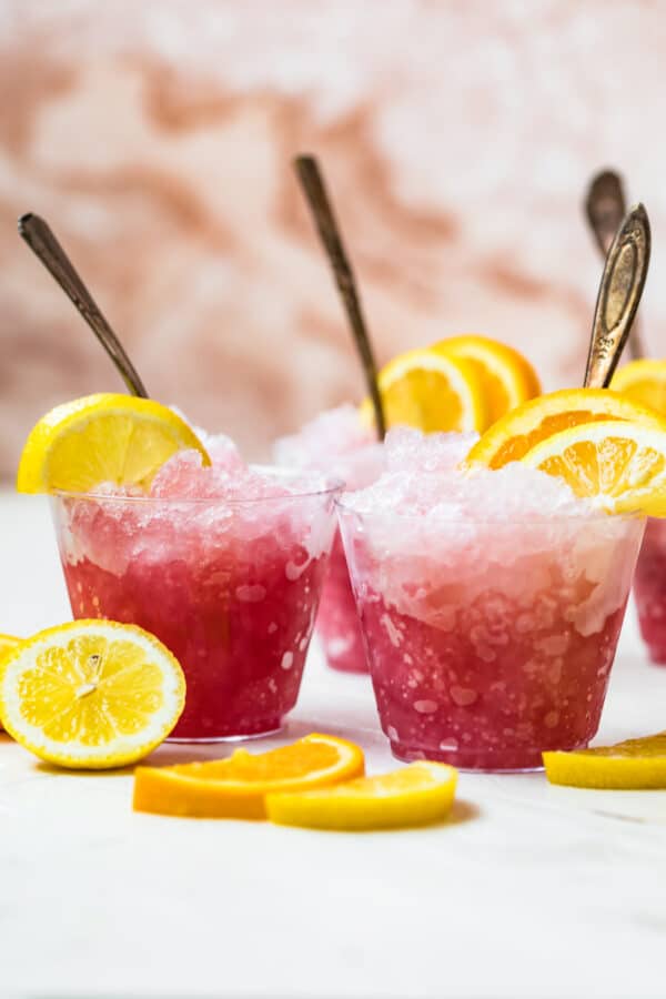 rose wine slush in glasses