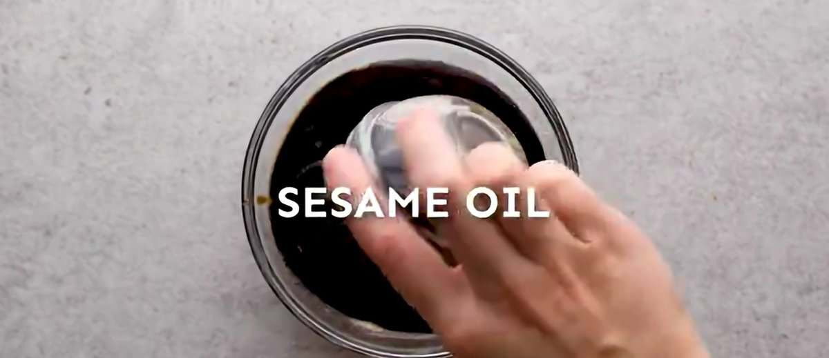 Making the stir fry sauce. 