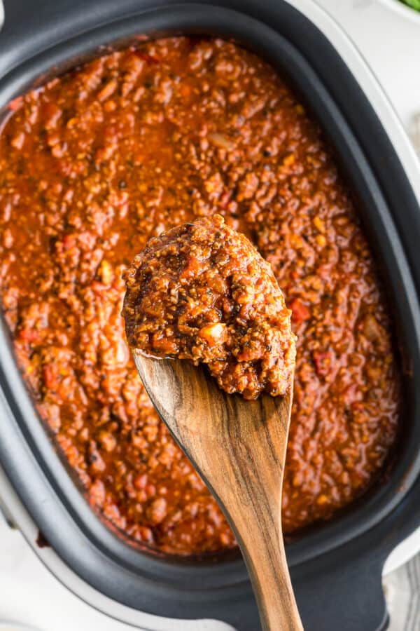 spaghetti sauce cooked in crockpot