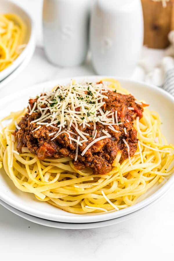 beef spaghetti sauce over pasta