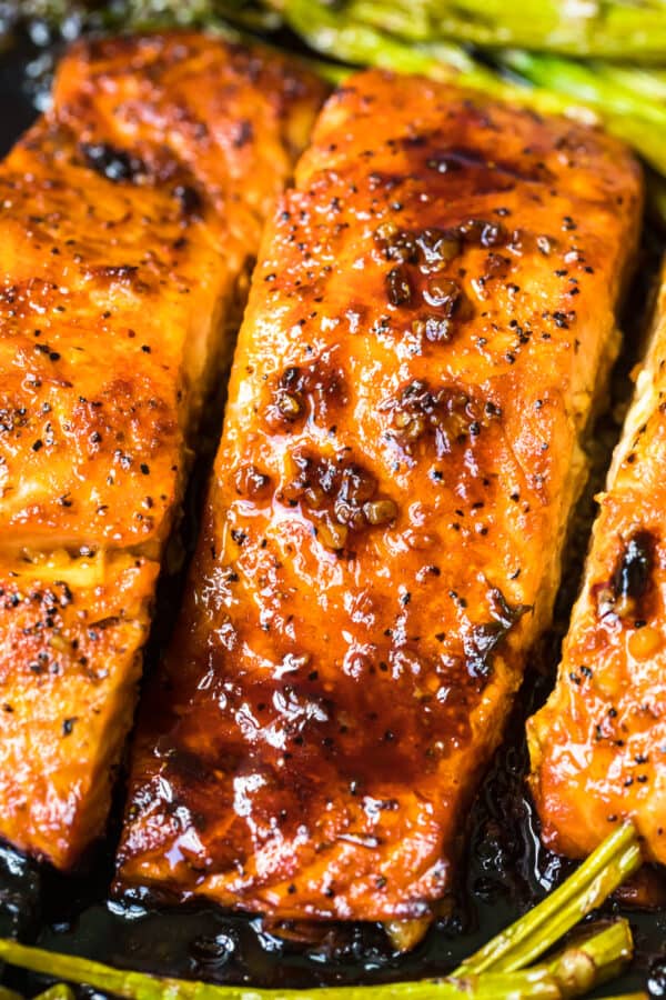 cooked salmon with honey garlic sauce