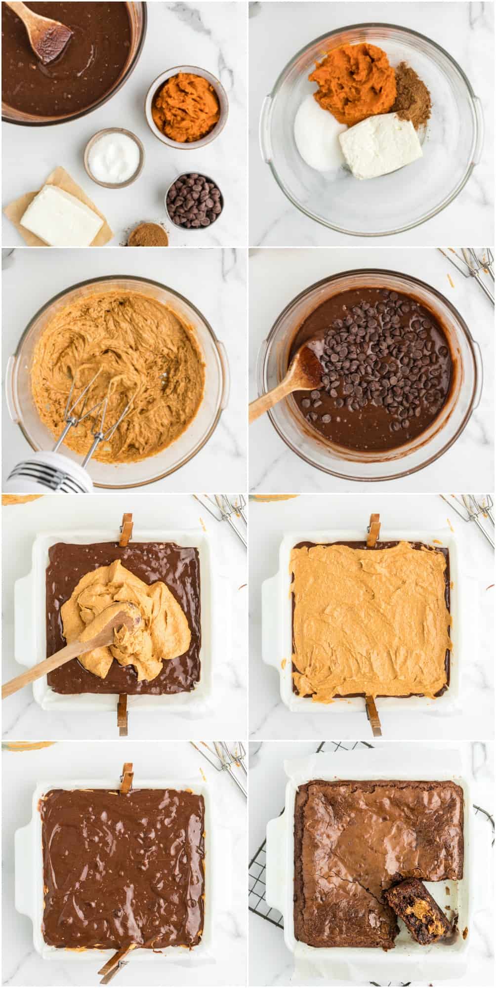 step by step photos of how to make pumpkin brownies