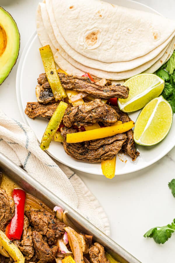 steak fajitas on plate