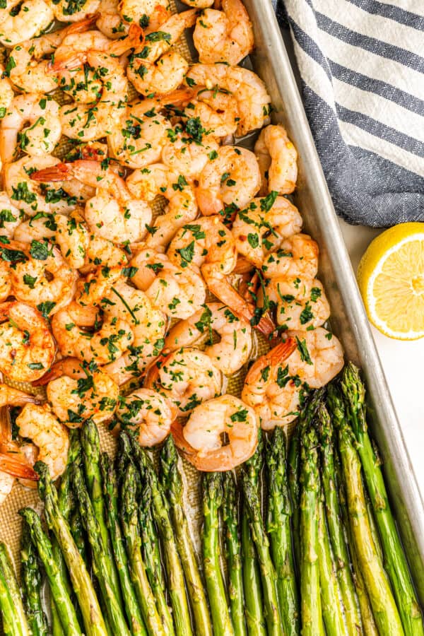 sheet and asparagus on sheet pan